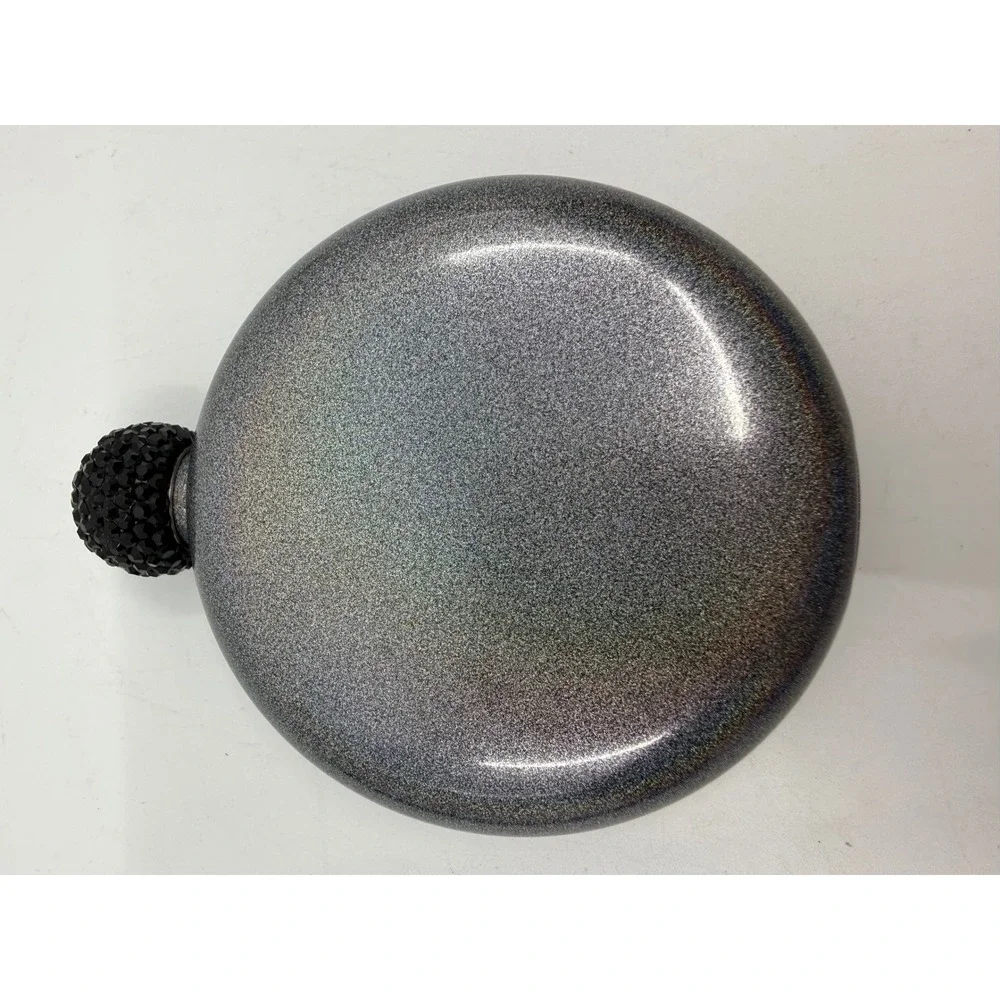 Brumate Liquor Flask 5oz Glitter Charcoal Holographic Rhinestone Lid Stainless